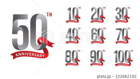 Set of anniversary design modern ribbon number 122662192