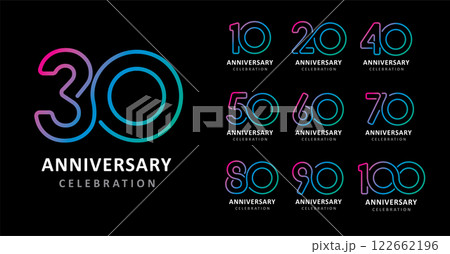 Set of anniversary design modern line number Set of anniversary design modern line number 122662196