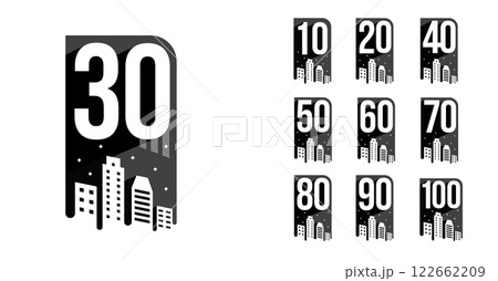 Set of anniversary city number 122662209