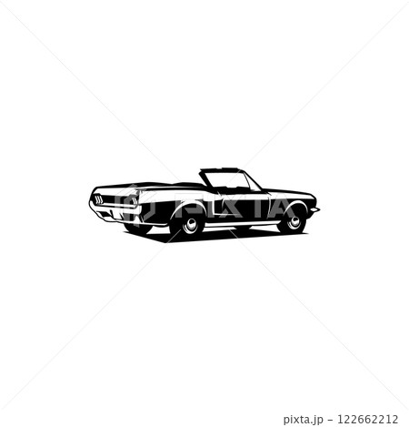 from behind vector illustration of 1967 ford mustang car silhouette. isolated logo, badge, emblem, icon, sticker design. available in eps 10 122662212