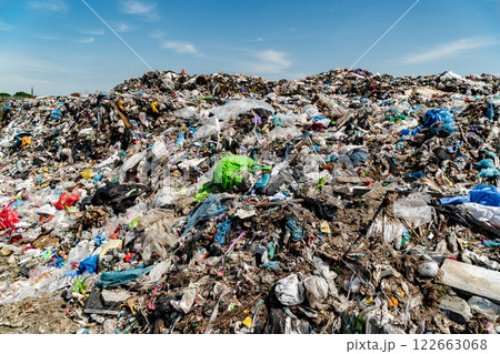 Garbage pile in trash dump or landfill. Environmental pollution 122663068