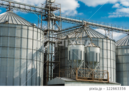 Agro-processing and manufacturing plant. Granary elevator. Agribusiness Agro-processing and manufacturing plant. Granary elevator. Agribusiness 122663356