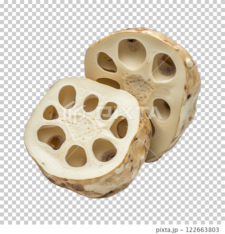 Chiba Lotus Root Slices with Crunchy Texture in a Studio Setting 122663803