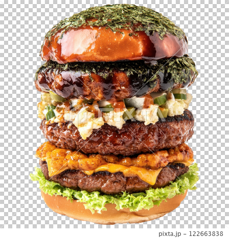 Sasebo Burger from Nagasaki with Layered Ingredients and Textures 122663838