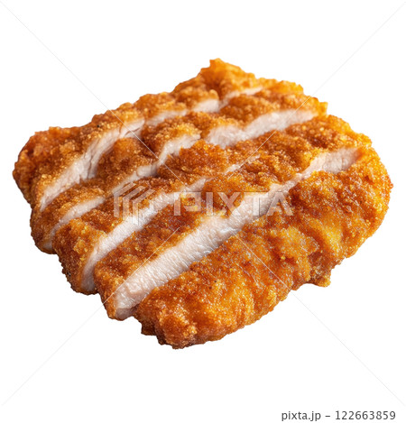 Mouthwatering Crispy Pork Tonkatsu on Plate with Garnish 122663859