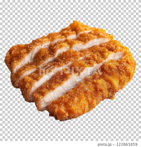 Mouthwatering Crispy Pork Tonkatsu on Plate with Garnish 122663859