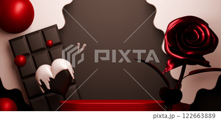 Red valentine style stand product podium display. 122663889