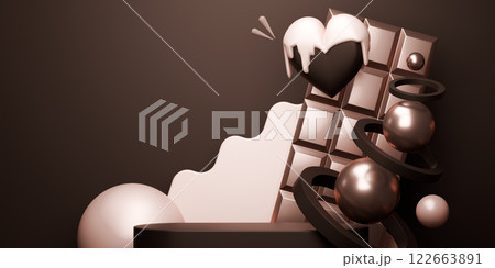 valentine white and chocolate style stand product podium display with blank backdrops. 122663891