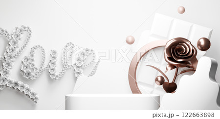 valentine white and chocolate style stand product podium display with blank backdrops. valentine white and chocolate style stand product podium display with blank backdrops. 122663898