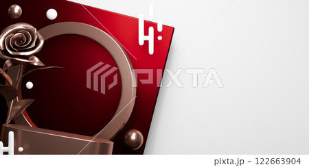 Red valentine style stand product podium display. Red valentine style stand product podium display. 122663904