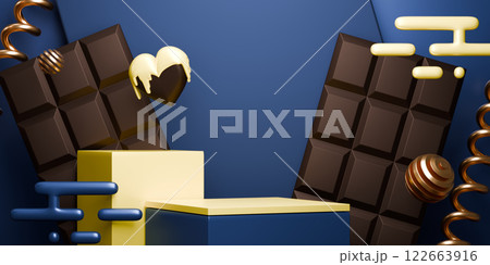 blue valentine style stand product podium display with blank backdrops. 3d 122663916
