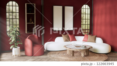 scene red sofa on valentines living room japanese traditional style. 122663945