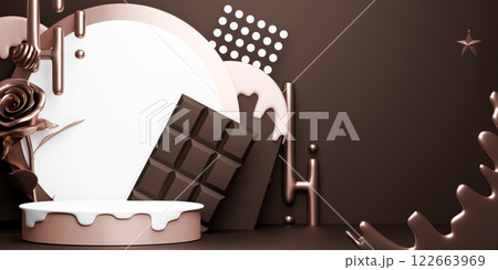 valentine white and chocolate style stand product podium display with blank backdrops. 122663969