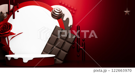Red valentine style stand product podium display. 122663970
