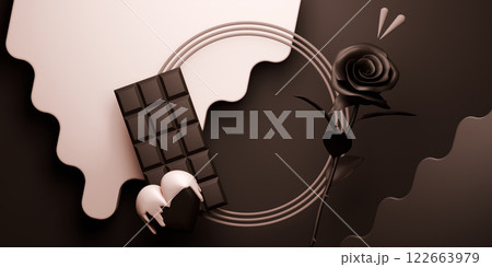 valentine white and chocolate style stand product podium display with blank backdrops. 122663979