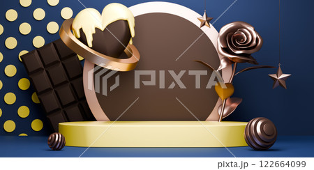 chocolate style stand product podium display with blank backdrops. 3d rendering chocolate style stand product podium display with blank backdrops. 3d rendering 122664099