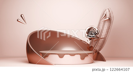 mosha style valentine style stand product podium display with blank backdrops. 122664107