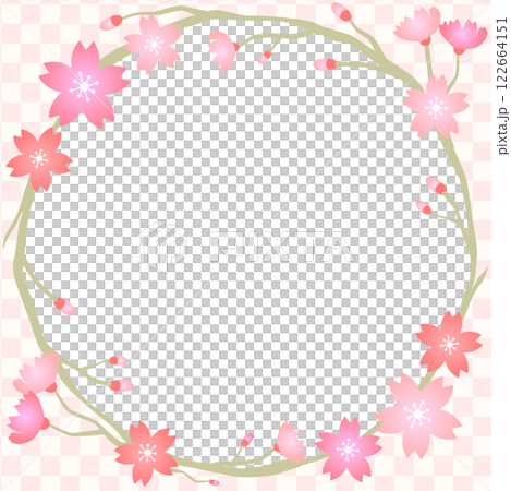 Sakura flower square vector circle frame 122664151