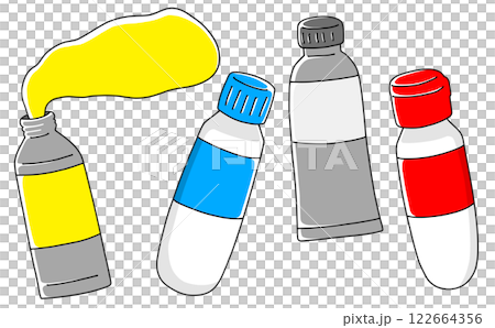 ゆるめシンプルな絵の具チューブセット　ベタ塗り 122664356