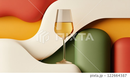 Vibrant Abstract Wine Themed Poster with Creative Composition 122664387