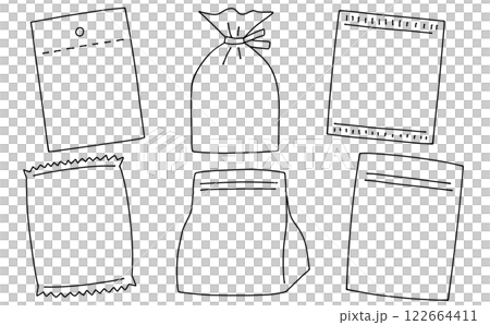 ゆるめシンプルな文字なし袋セット2　線画 122664411