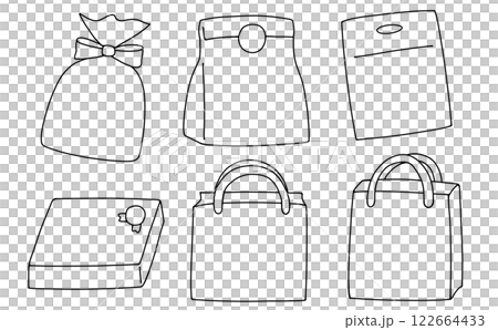 Loose and simple bag set 1 without text Line drawing 122664433