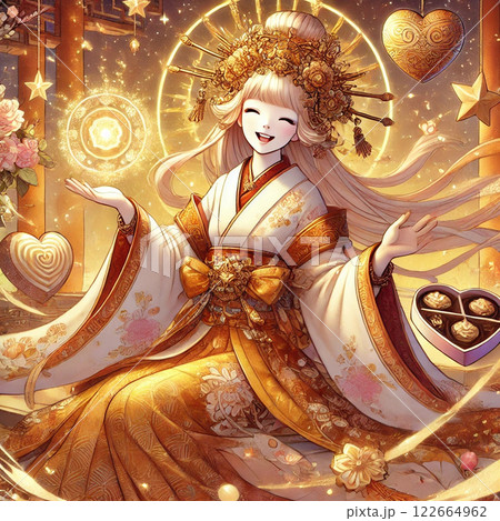 バレンタインを楽しむ天照大御神 122664962