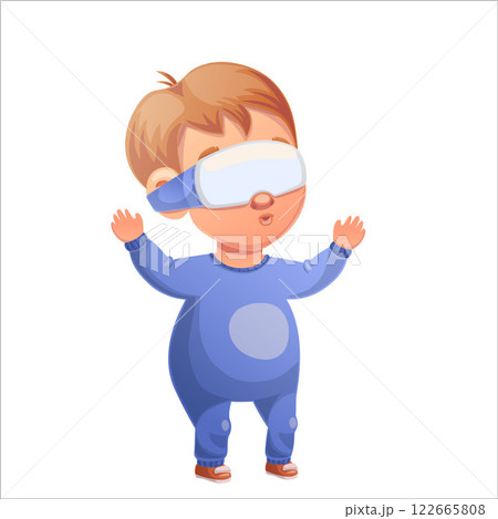 Vector illustration of a child of the Beta generation in virtual reality glasses 122665808
