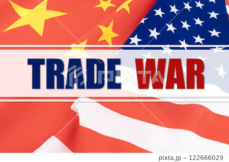 American China Flag Background with TRADE WAR text. 122666029