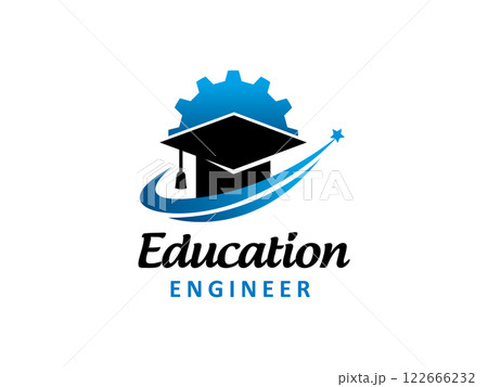 Graduation hat and gear technology logo symbol or icon template Graduation hat and gear technology logo symbol or icon template 122666232