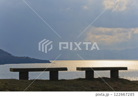 津軽国定公園、袰月海岸のベンチ　青森 122667285