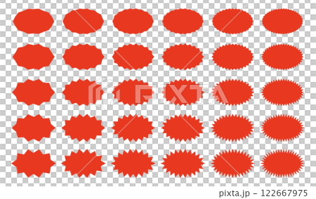 Jagged oval vector illustration material 30 types set transparent background red Jagged oval vector illustration material 30 types set transparent background red 122667975