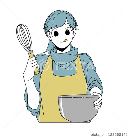 エプロンをつけお菓子を作っている女の子 122668143