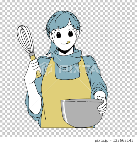 エプロンをつけお菓子を作っている女の子 122668143