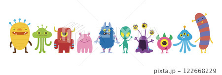 可愛らしい手描きのエイリアンのライン 可愛らしい手描きのエイリアンのライン 122668229