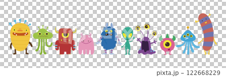 可愛らしい手描きのエイリアンのライン 可愛らしい手描きのエイリアンのライン 122668229