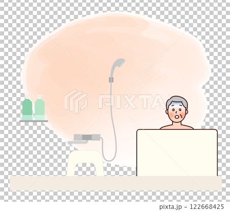Elderly man whose blood pressure drops while bathing Elderly man whose blood pressure drops while bathing 122668425