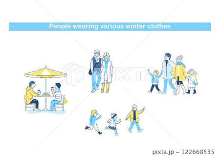 さまざまな冬服の人々 セット さまざまな冬服の人々 セット 122668535