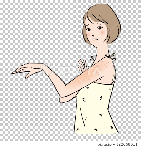 A woman suffering from skin problems all over her body 122668611