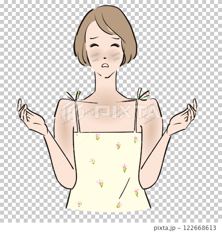 全身のスキントラブルに悩む女性 122668613