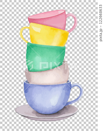 人工智慧生成的堆疊杯子水彩插圖 人工智慧生成的堆疊杯子水彩插圖 122668633