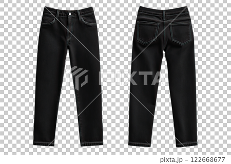 Black jeans on a transparent background.AI-generated item Black jeans on a transparent background.AI-generated item 122668677