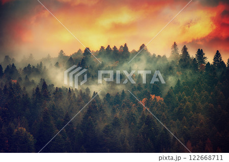 Misty mountain landscape Misty mountain landscape 122668711
