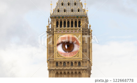 big ben in london, england with the clock face replaced with eye 122668778