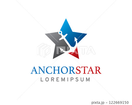 Anchor and star logo symbol or icon template 122669150