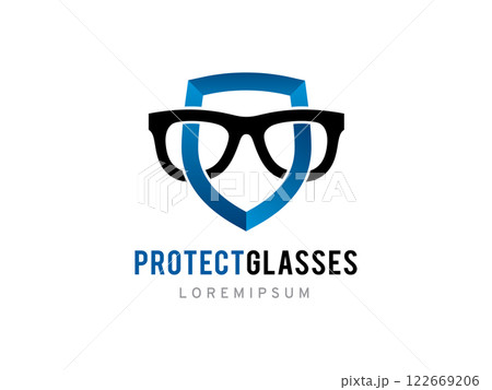 Glasses and Shield logo symbol or icon template 122669206