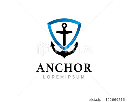 Anchor and shield logo symbol or icon template 122669216