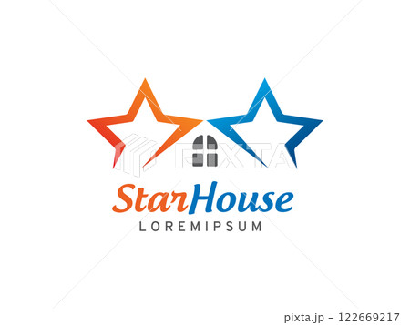House and star logo symbol or icon template 122669217