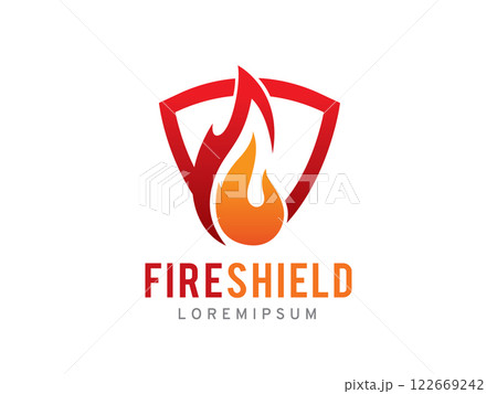 Fire shield logo symbol or icon template 122669242