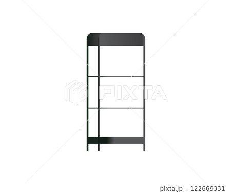 Modern metal grey stylish and retro showcase rack for retail shop design Modern metal grey stylish and retro showcase rack for retail shop design 122669331